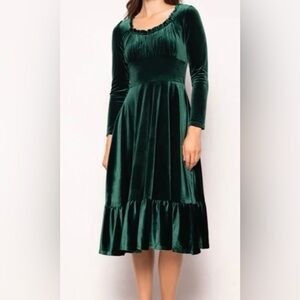 Ivy City Co Cypress Dress NEW Green Velvet Dress